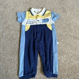 Vintage? Baby Boys One Piece Outfit 3-6 months Baseball Blue Collared